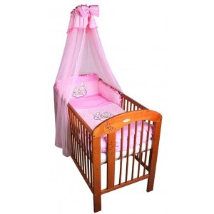 7-dielne posteľné obliečky New Baby, Bunnies 120x90cm/ružové